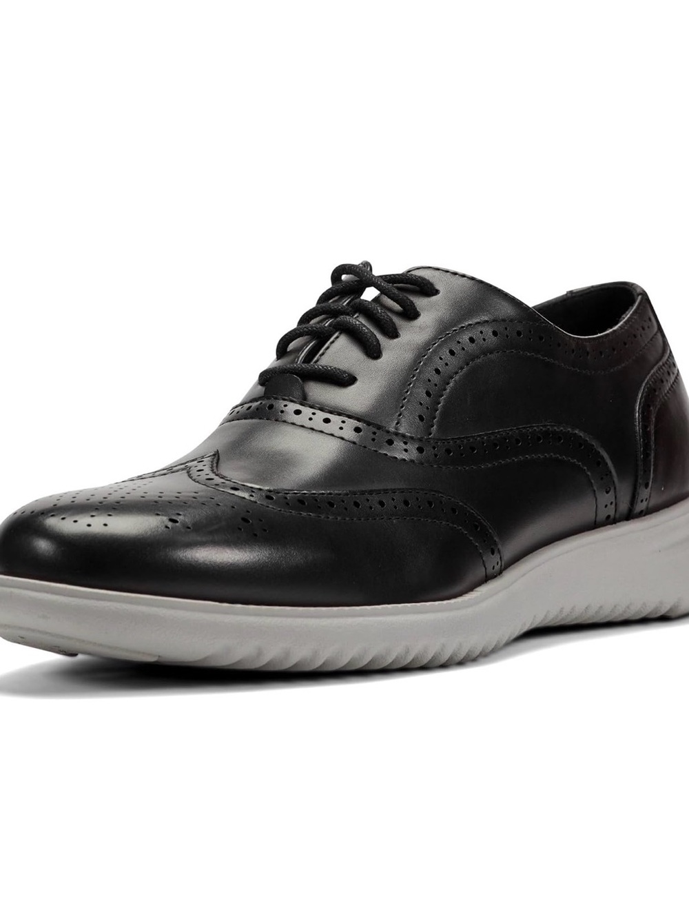 Unlisted by Kenneth Cole Black Leather Wingtip Derby with Light Gray Sole